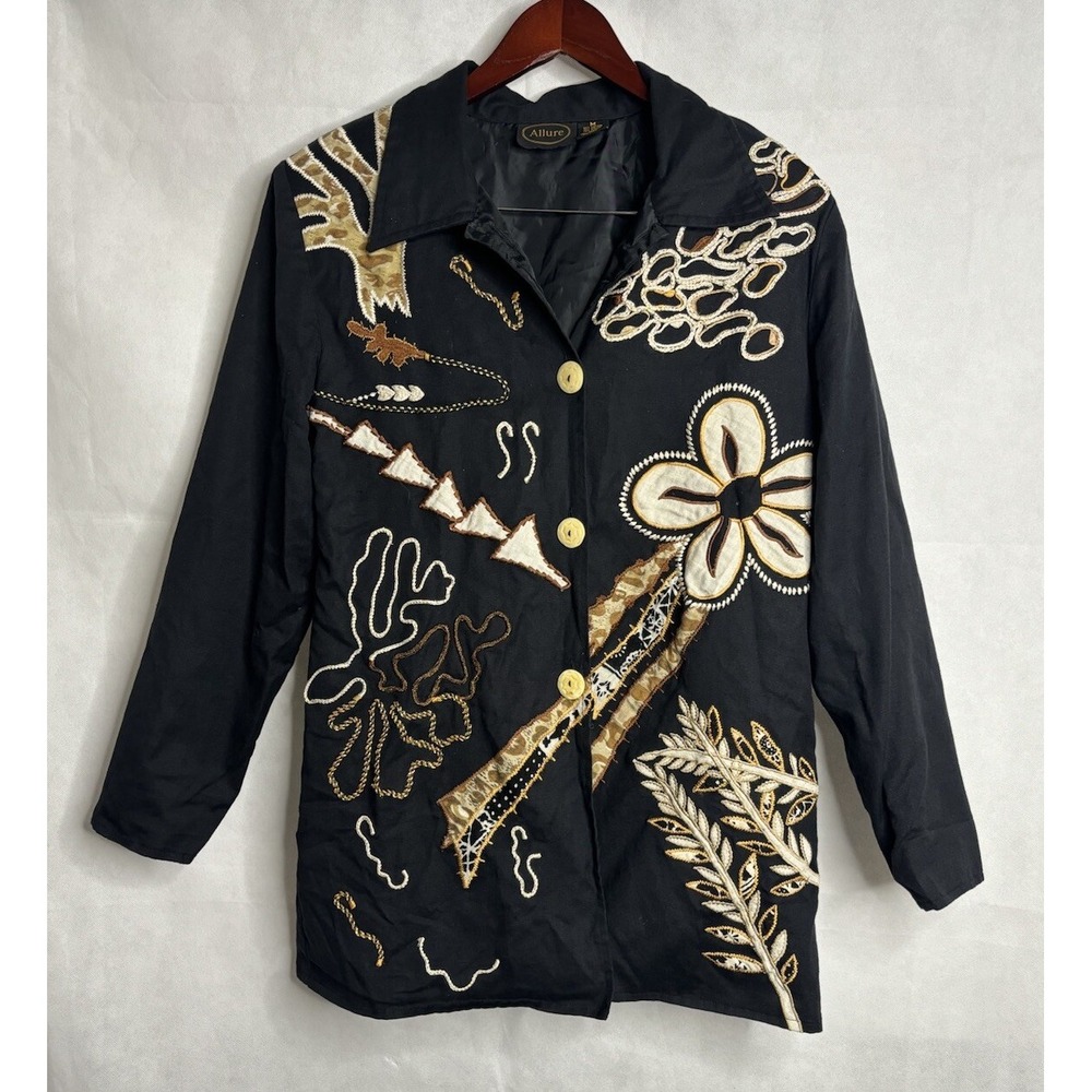 Allure Jacket Womens M Patchwork Art to Wear Embroidered Animal Print **READ